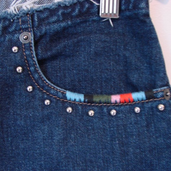 Sonia Rykiel Paris Ankle Crop Jeans Wide Leg High Rise Silver Studs EUR 40 or 31 - Picture 10 of 16